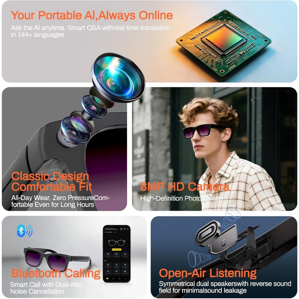 Умные очки с AI-переводом, Blu – обзор и цена Smart Glasses Lens